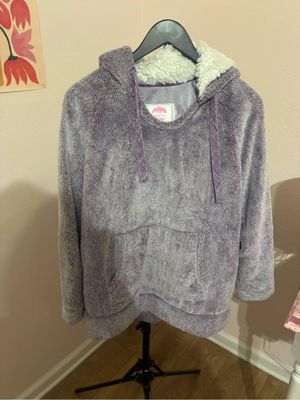 Plush Lavender Sherpa-Lined Hoodie Pullover